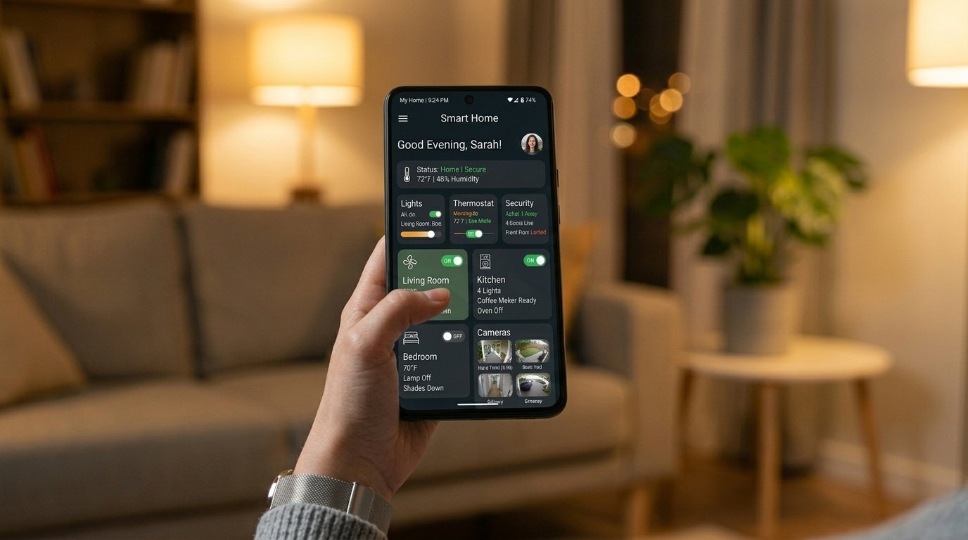 Smart home dashboard on phone
